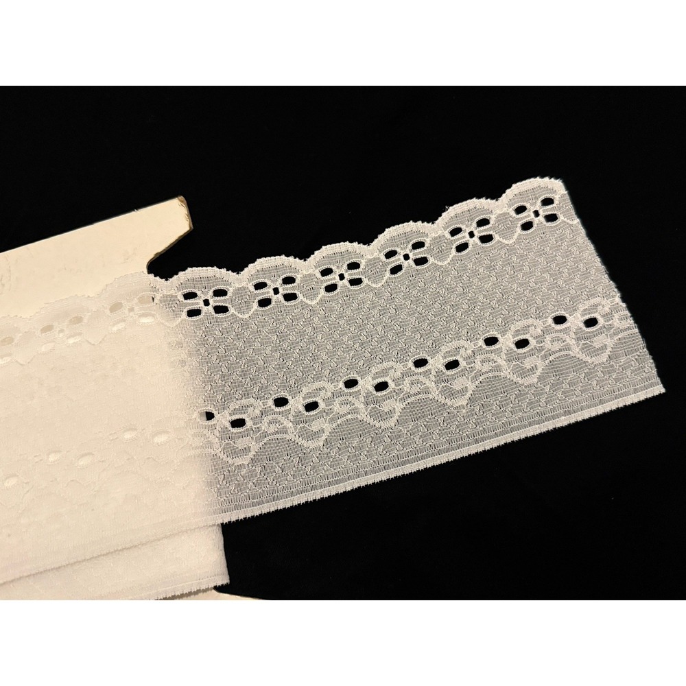 VTG White Lace Trim 4" Ribbon 8‎ Yards + Floral Scalloped Sewing Craft On Spool
